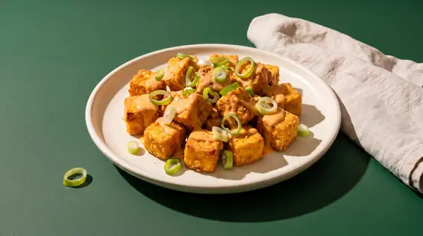 Crispy Bang Bang tofu with creamy spicy sauce