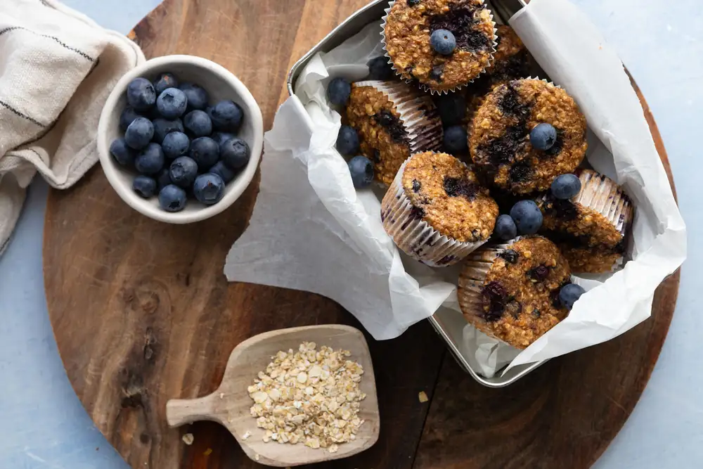 Healthy blueberry muffins with banana