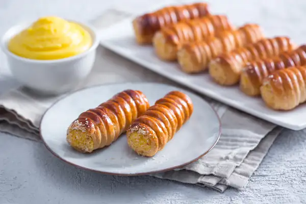 Puff pastry cannoli with custard and other homemade pastries to try
