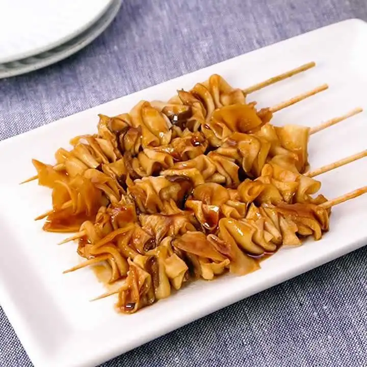 Recipe video and instructions for making king oyster mushroom skewers with just two ingredients!