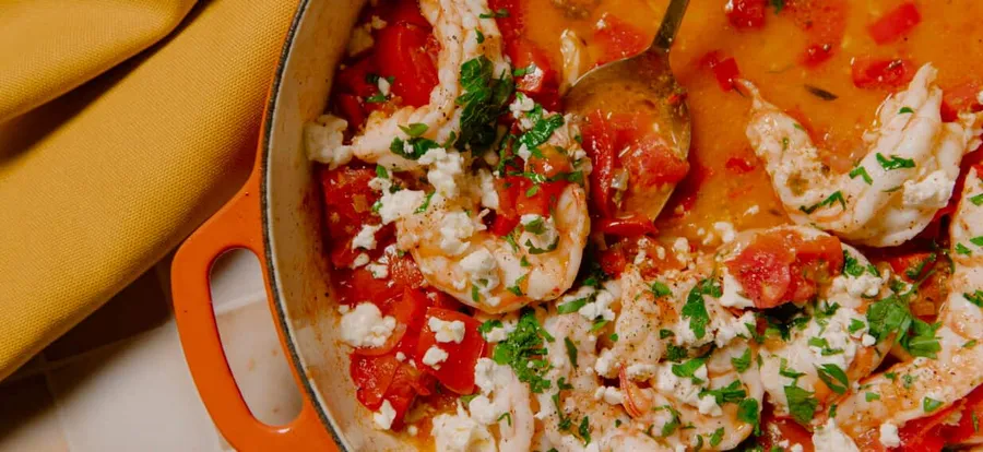 Prawn saganaki