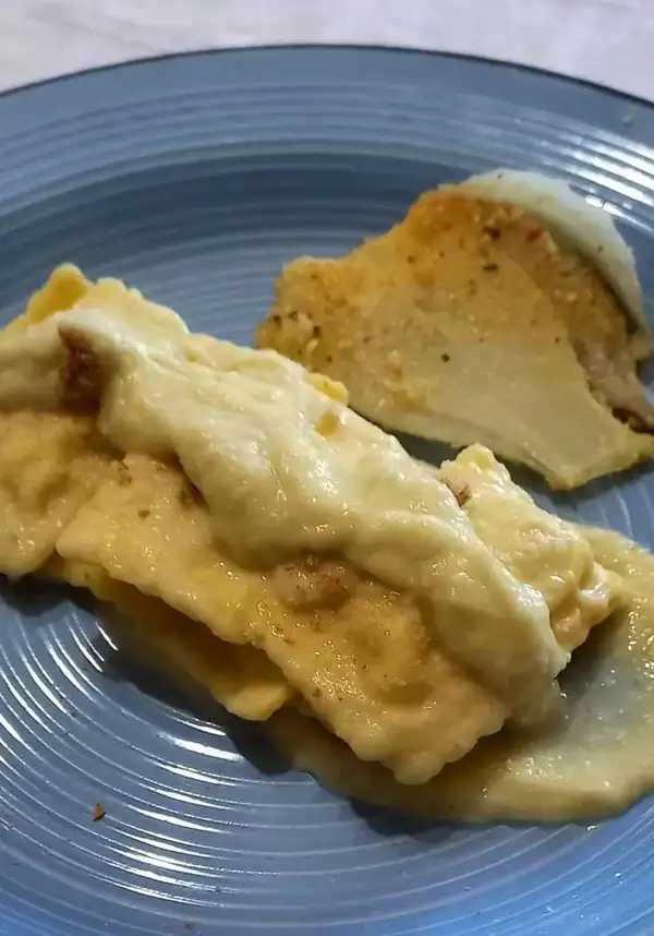 Raviolis de mero con crema de hinojo
