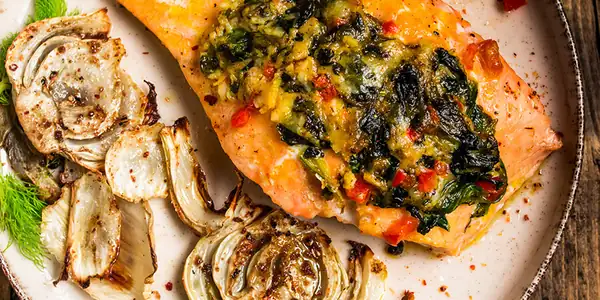 Stuffed Salmon with Roasted Fennel