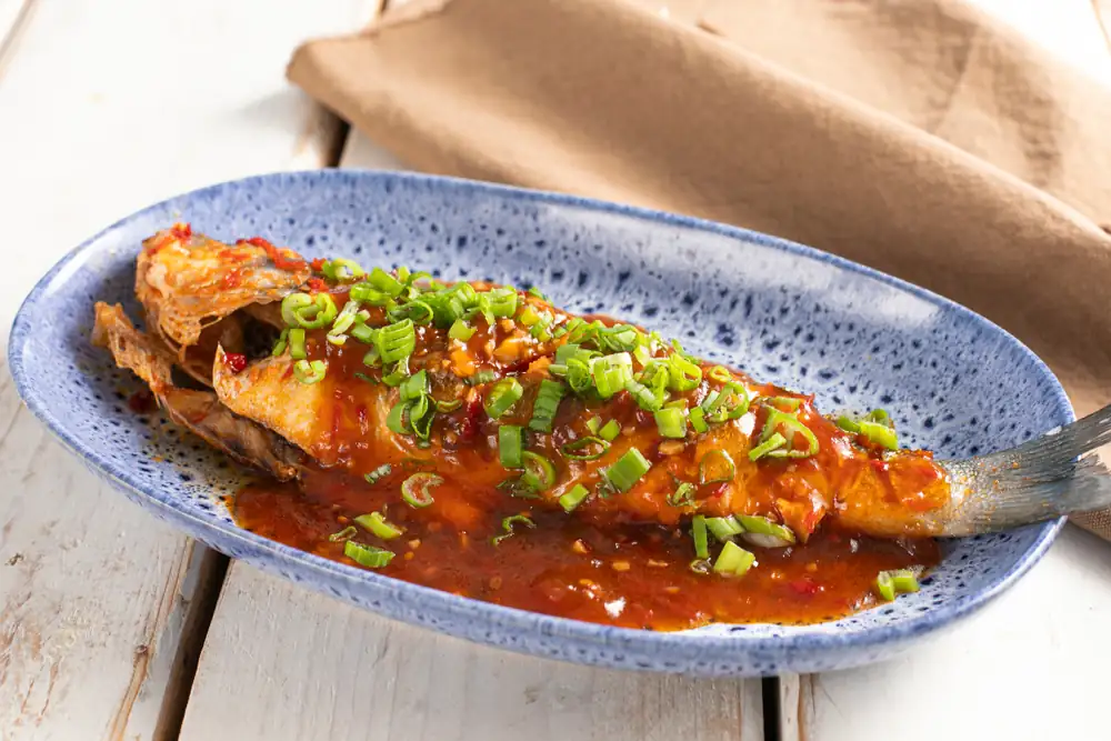 Sweet and spicy sea bass