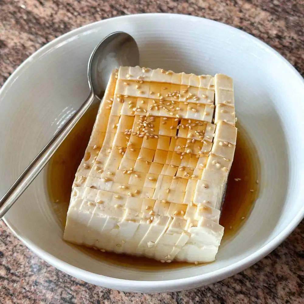 Cold Tofu with Mentsuyu and Sesame Oil