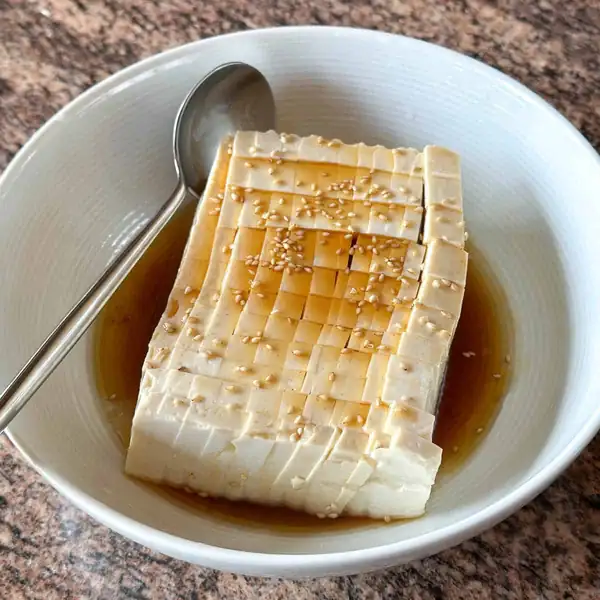 Cold Tofu with Mentsuyu and Sesame Oil