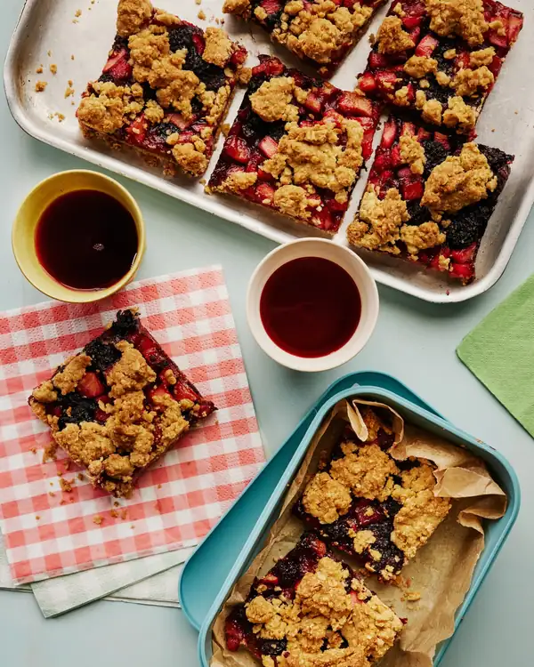 Helen Goh’s recipe for brown butter apple and blackberry bars