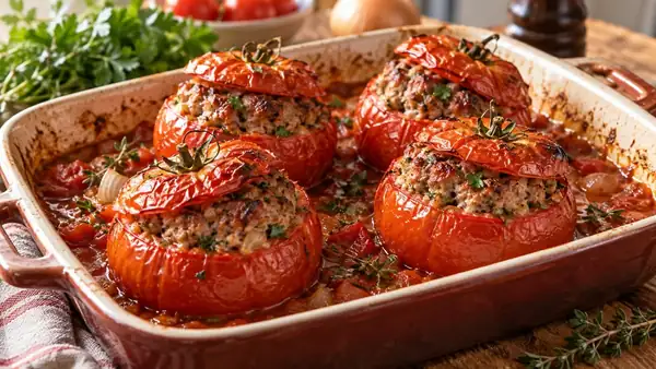 Estos tomates rellenos recuerdan a los de nuestras abuelas, y eso es gracias a los consejos de esta receta