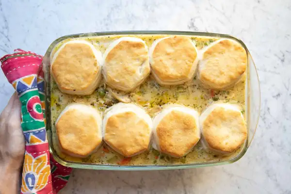 Rotisserie Chicken Pot Pie with Biscuits