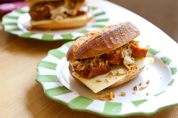 Grilled chicken sausage sandwich