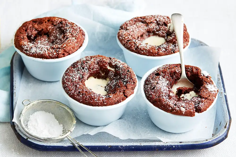 Individual chocolate self saucing puddings