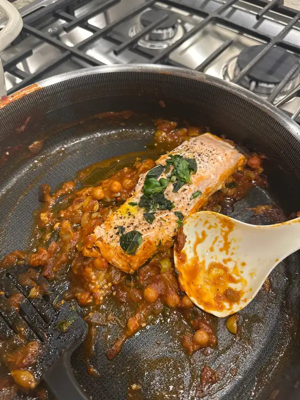 Salmon & Caponata Chickpeas