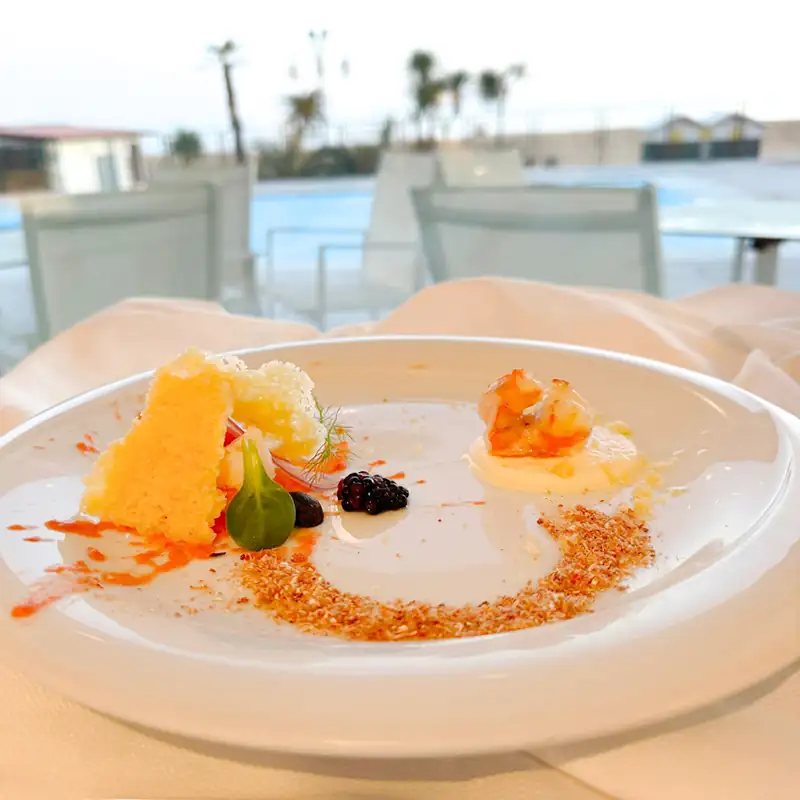 Two ways to cook shrimp... two consistencies of fontina... the crumbs of shells