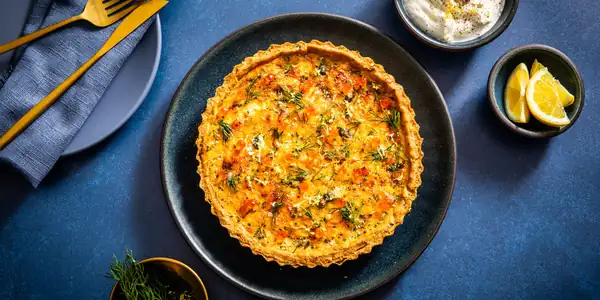 Golden Salmon, Dill And Chive Quiche Recipe