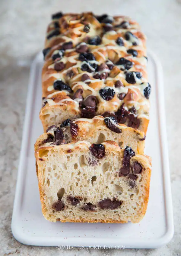 Chocolate Cherry Focaccia with Rosemary and Orange Glaze
