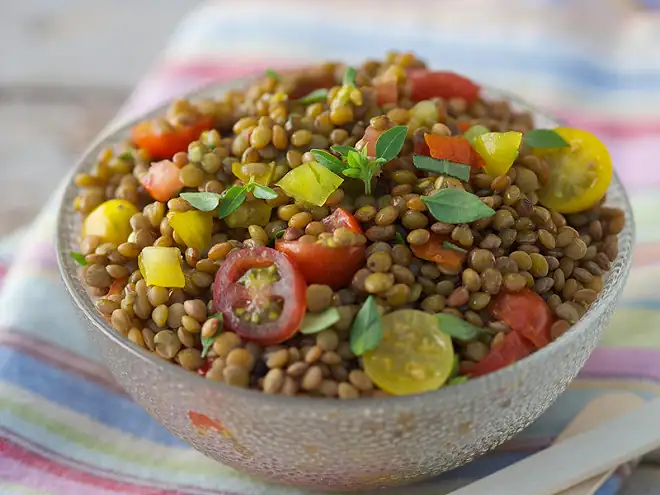 Green lentil salad that can be prepared in advance