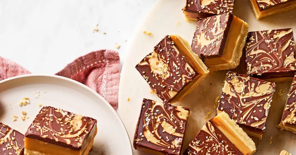Tahini millionaire's shortbread