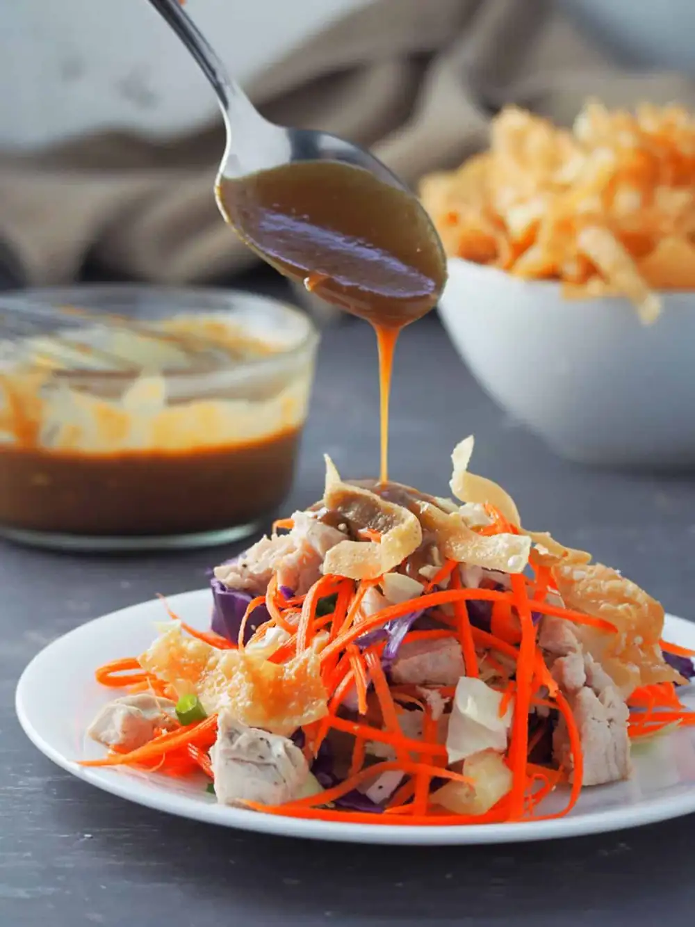 Thai Chicken Salad with Spicy Peanut Dressing