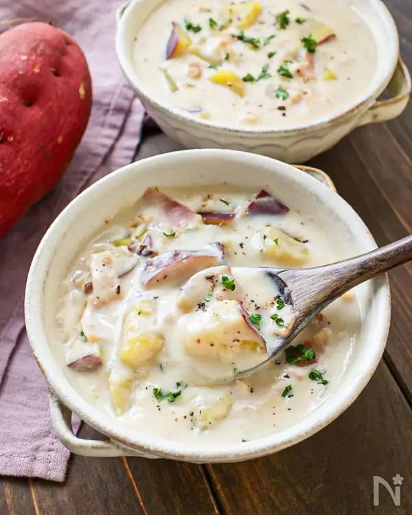 [Rich Sweet Potato and Bacon Chowder] A flavor that goes well with Japanese food too!