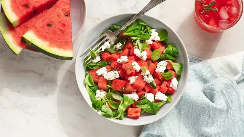 The Absolute Best Meat To Serve Alongside A Watermelon Salad