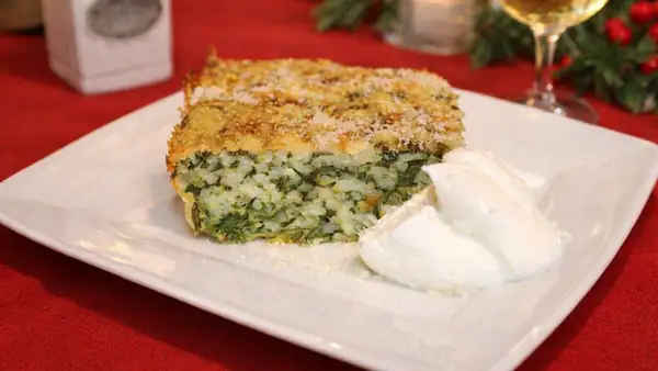 Baked rice with spinach