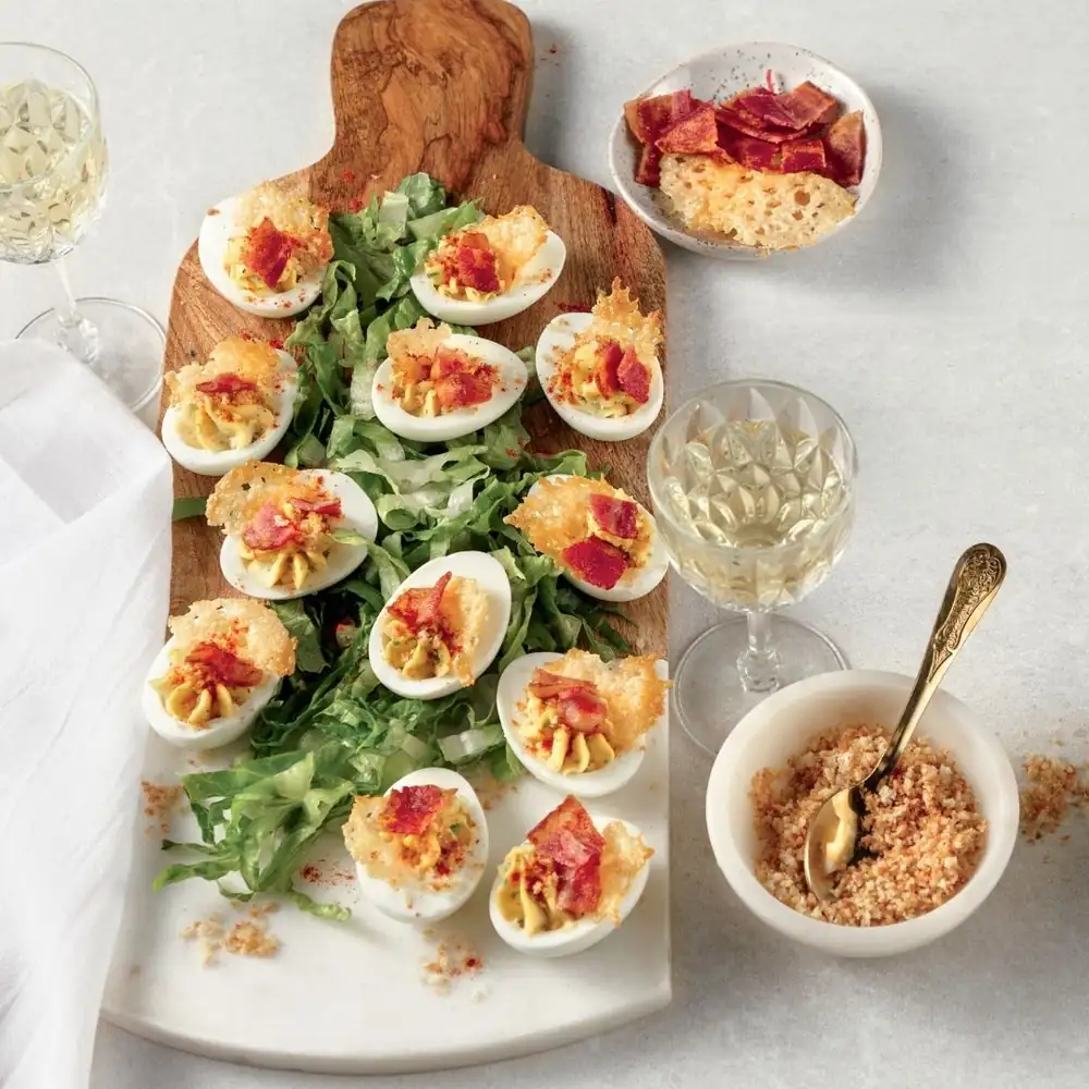 Caesar-style stuffed eggs