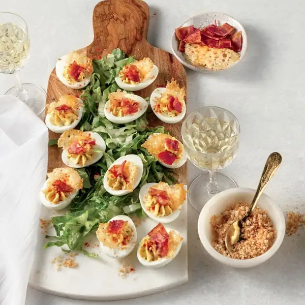 Caesar-style stuffed eggs