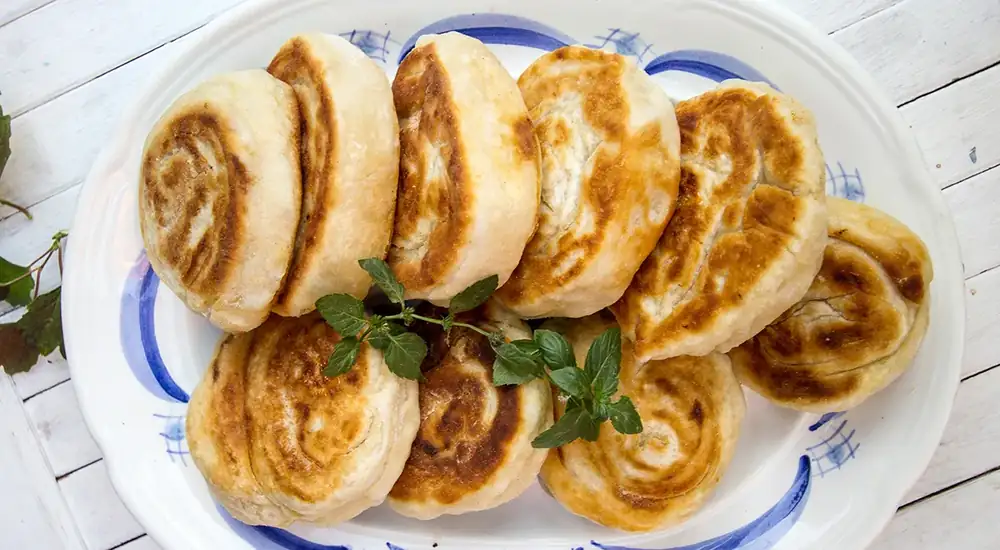 Kefir buns in a frying pan