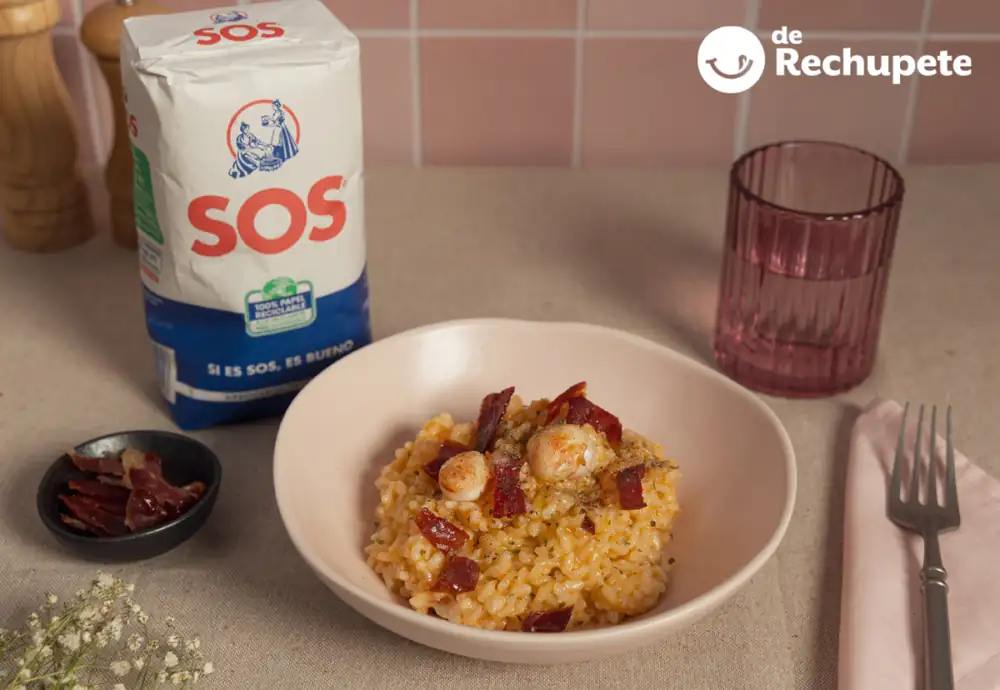 Arroz con vieiras y jamón ibérico crujiente. Una receta para sorprender a tu pareja o amigos en Navidad