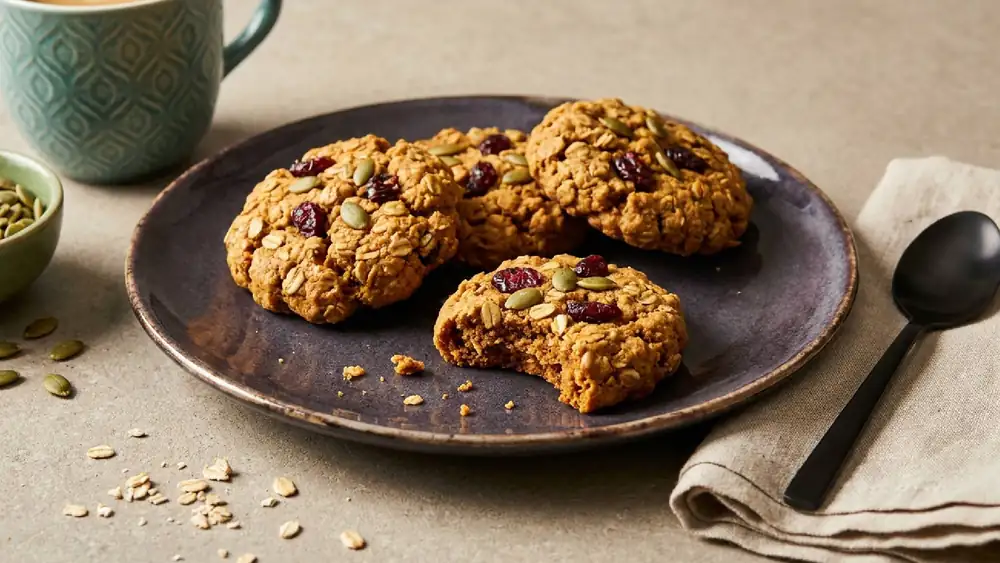 Autumnal pumpkin and oatmeal cookies for a relaxed morning