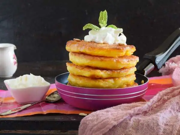 Fluffy pumpkin pancakes with kefir