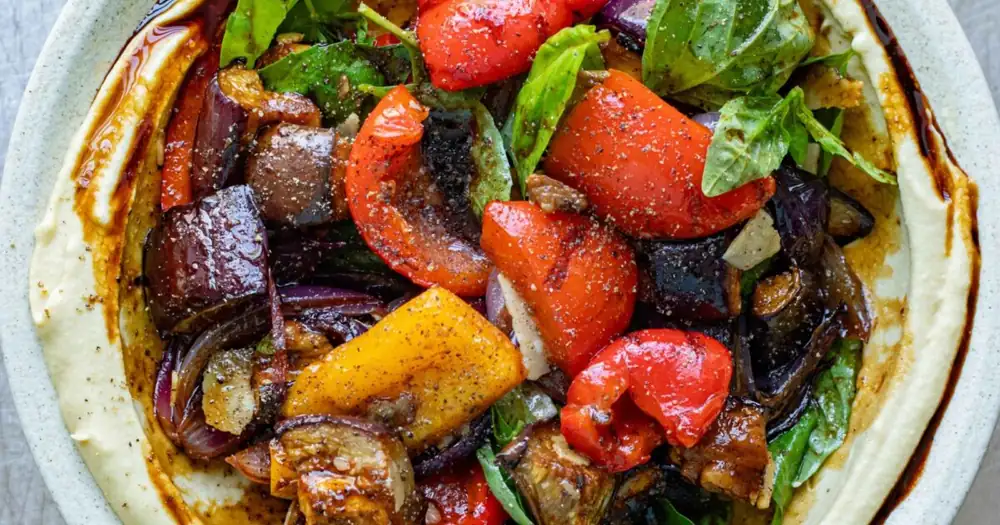 Balsamic Veggies & Hummus Bowls