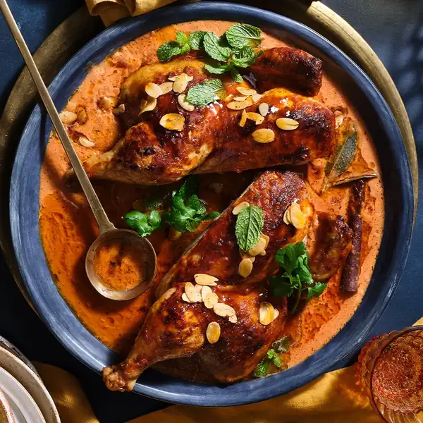 Roast butter chicken with almond brown butter