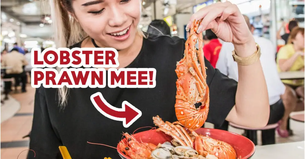 Reseña de Sumo Big Prawn: Fideos con langosta, cangrejo y gambas en un puesto callejero en AMK