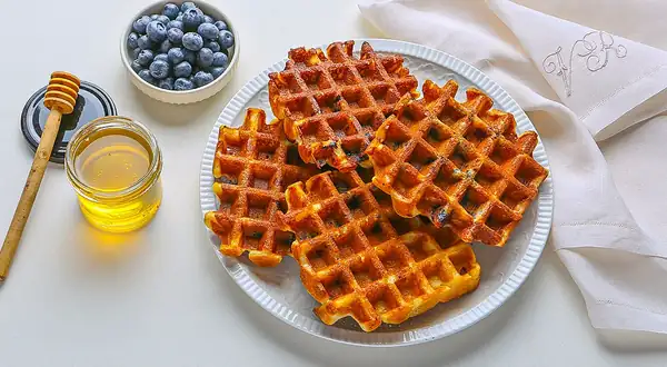 Kefir-Based Blueberry Corn Waffles