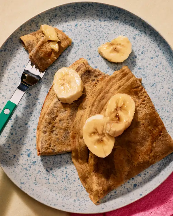 Buckwheat Crepes With Banana-Sesame Jam