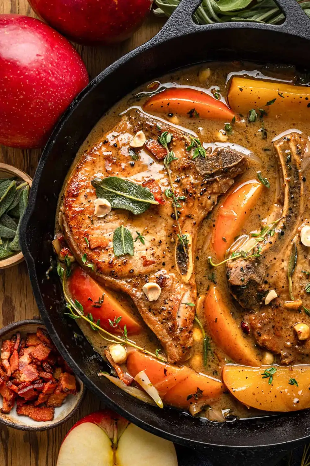 Easy Fall Dinner: Pork + Apples + Bacon