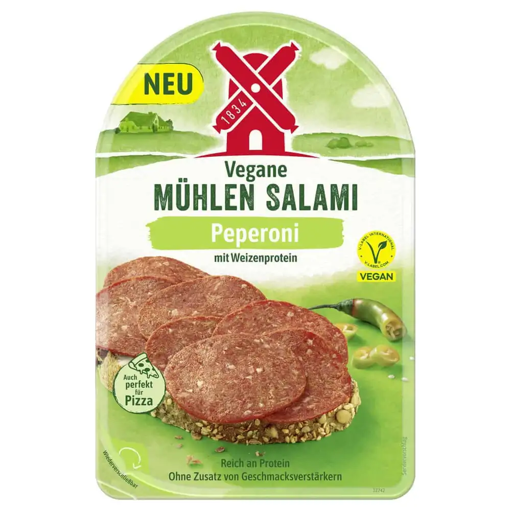 Rügenwalder Mühle lanza su salami vegano con pepperoni y elimina la metilcelulosa de todas sus líneas de salami vegano