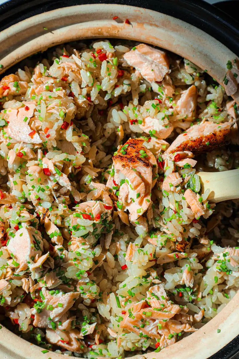 Korean Clay Pot Rice with Salmon