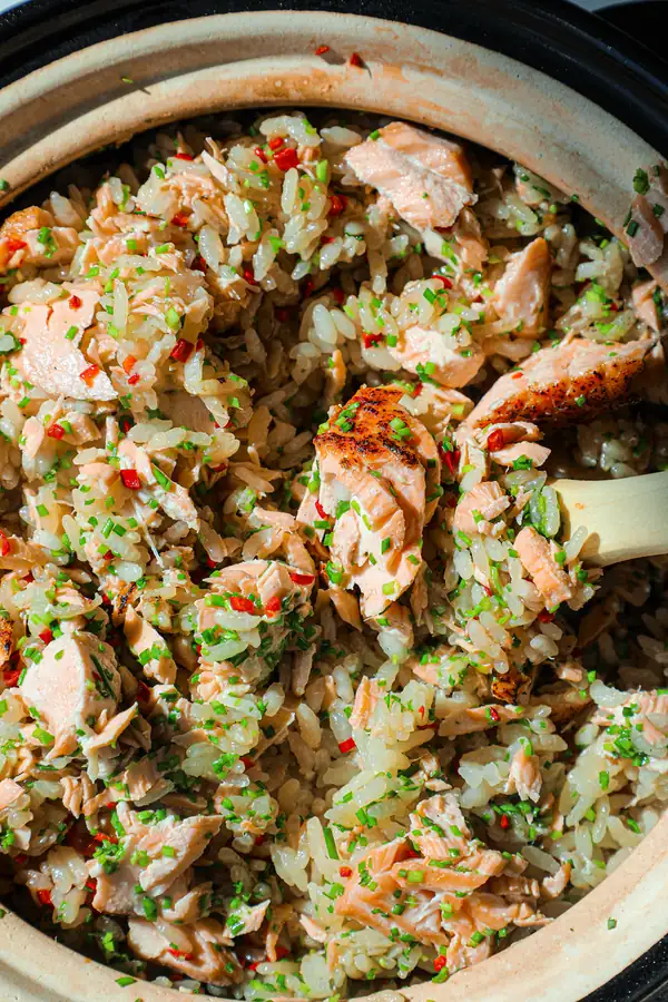 Korean Clay Pot Rice with Salmon