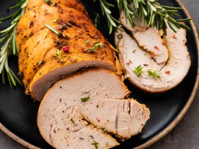 Roast turkey, curry sauce and mustard