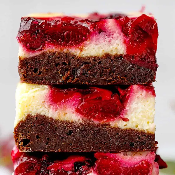 3-Layer Fudgy Cherry Cheesecake Brownies (with Homemade Cherry Pie Filling)