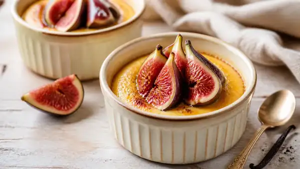 Flanes de sémola con higos: un postre ligero y aireado que supone un agradable cambio respecto al clafoutis