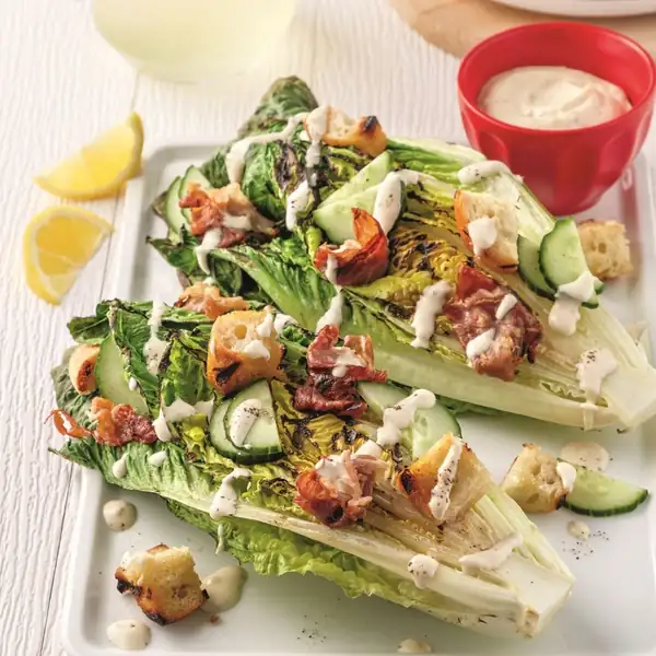 Grilled Caesar salad with prosciutto