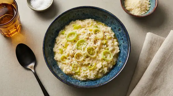 Creamy leek risotto for cozy evenings