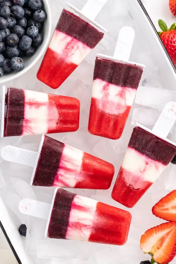 Red, White and Blueberry Popsicles
