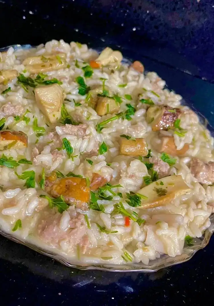 Porcini mushroom and sausage risotto