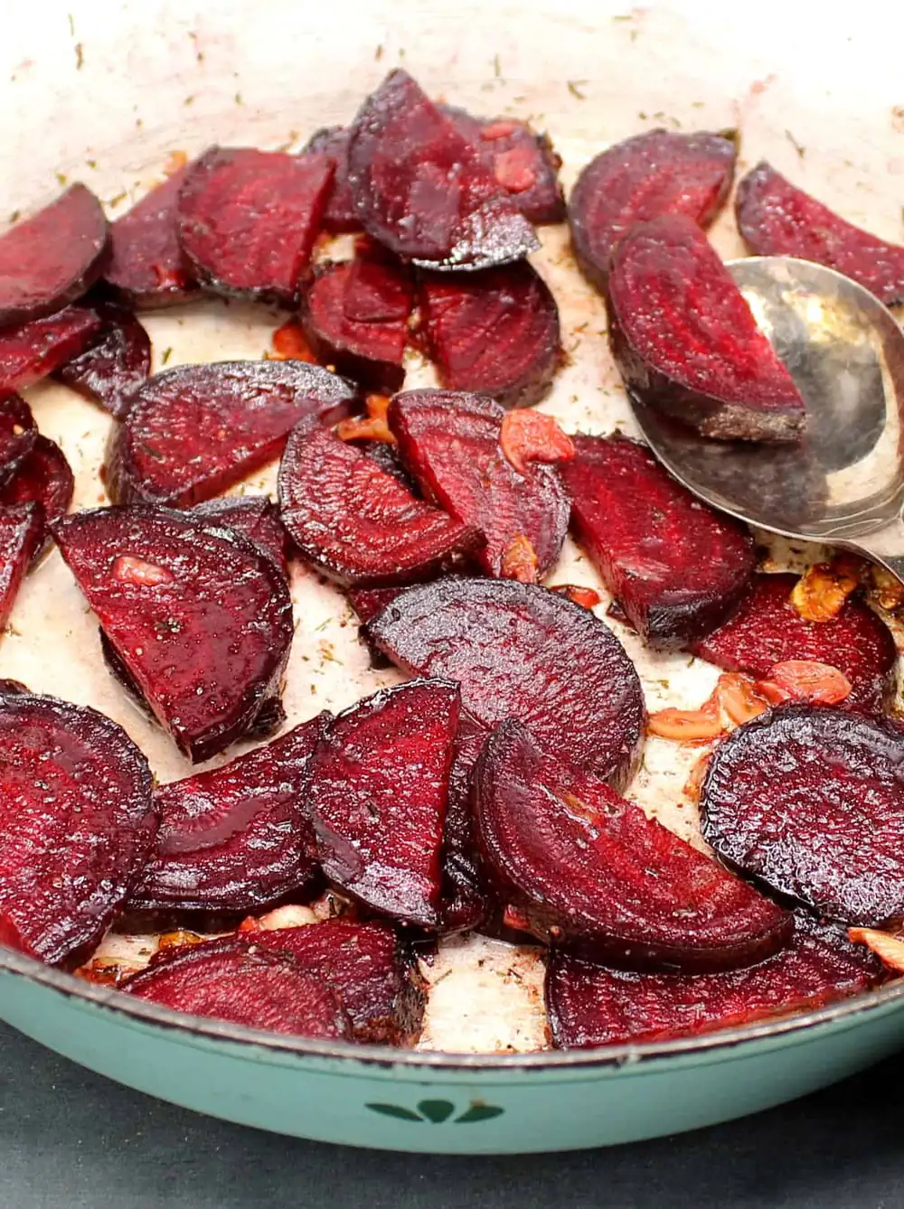 Vegan garlic butter beets