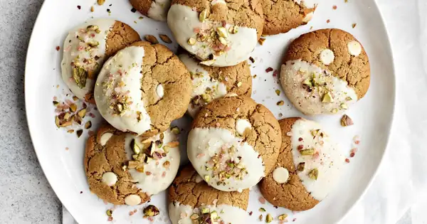 White chocolate pistachio cookies