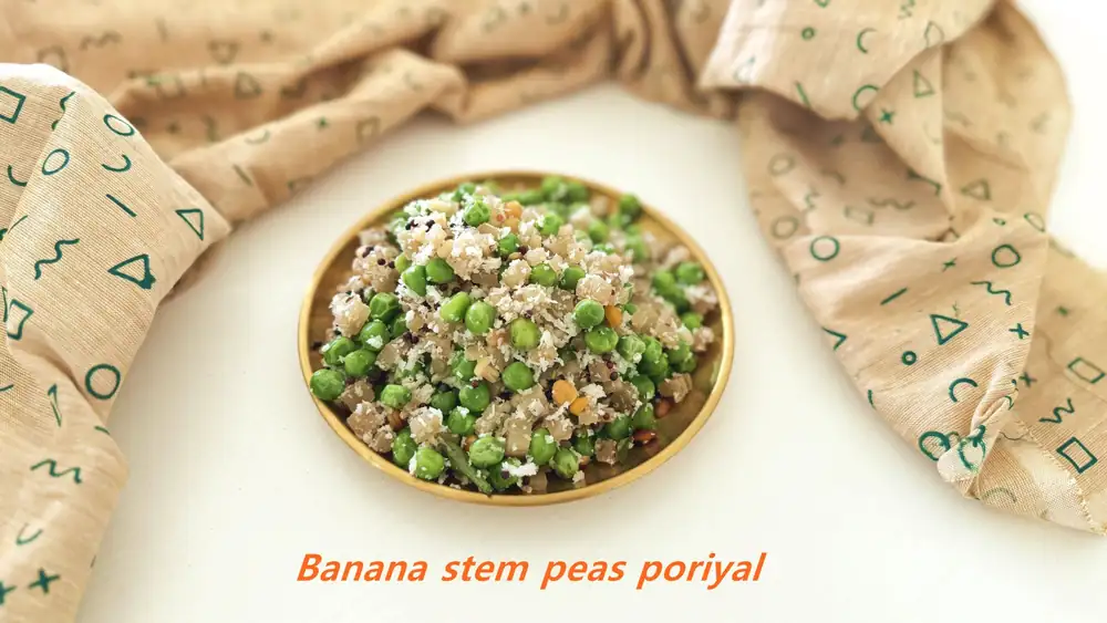 Vazhaithandu peas poriyal